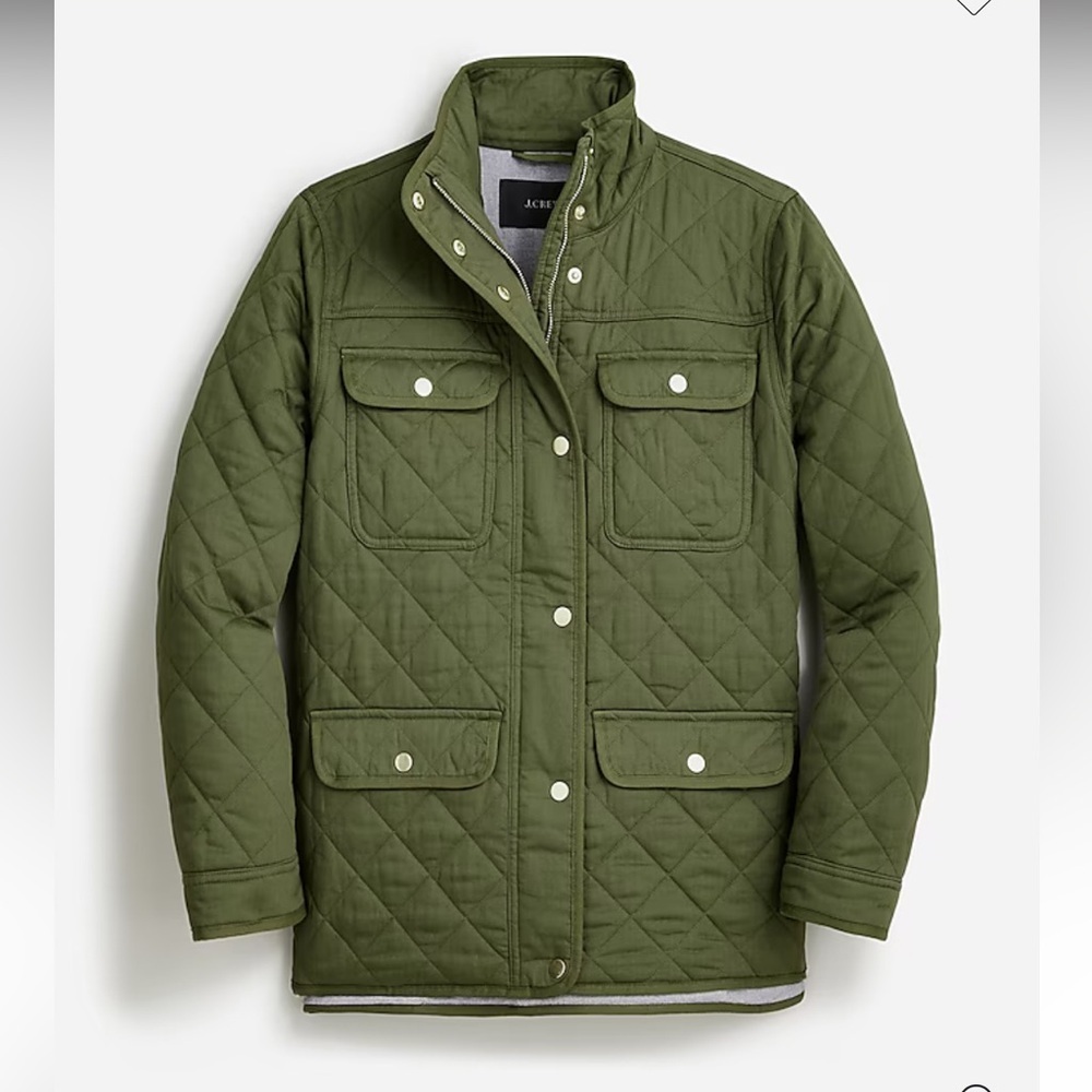 J.Crew Quilted Downtown Field Jacket in Deep Moss